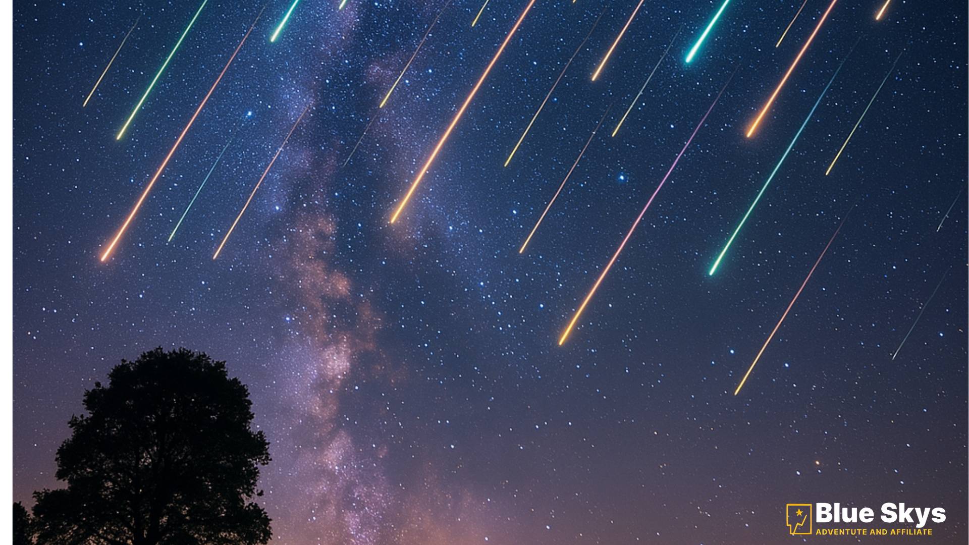A vibrant meteor shower during the 2025 stargazing events, illuminating the night sky.