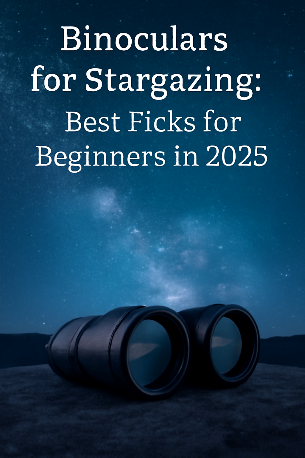 Binoculars for stargazing with a starry sky backdrop.