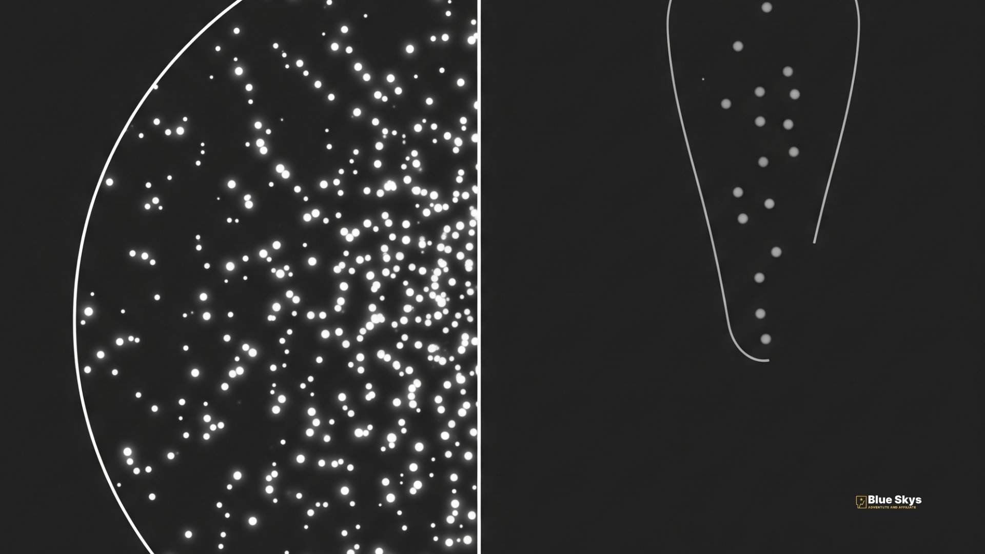 Infographic visually comparing a large aperture collecting more light than a small area representing magnification.