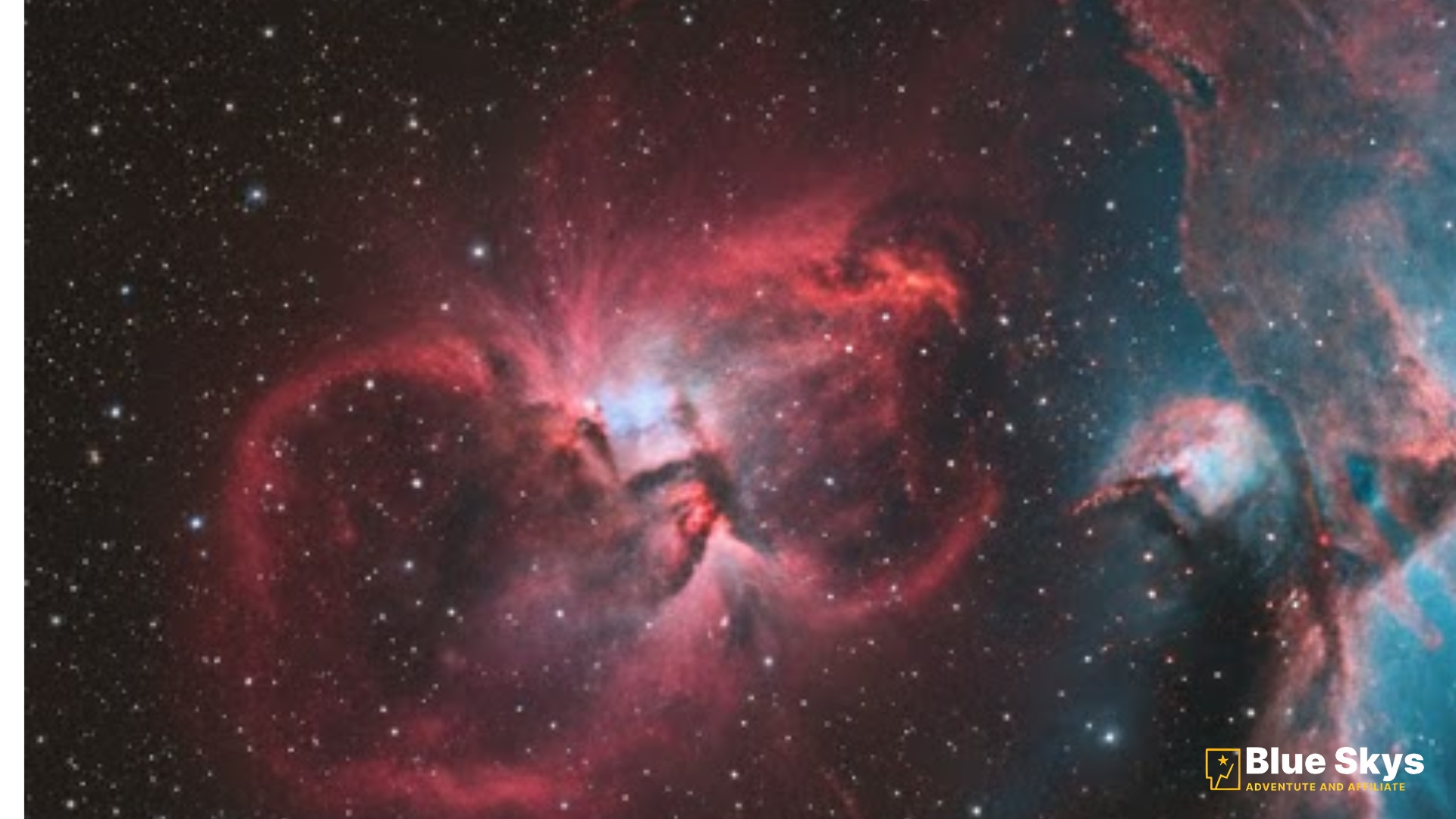 tunning photorealistic image of the North America Nebula (NGC 7000) in Cygnus, featuring bright blue ionization fronts, deep red hydrogen emission, and dark dust lanes that distinctly form the shape of North America against a rich field of stars.