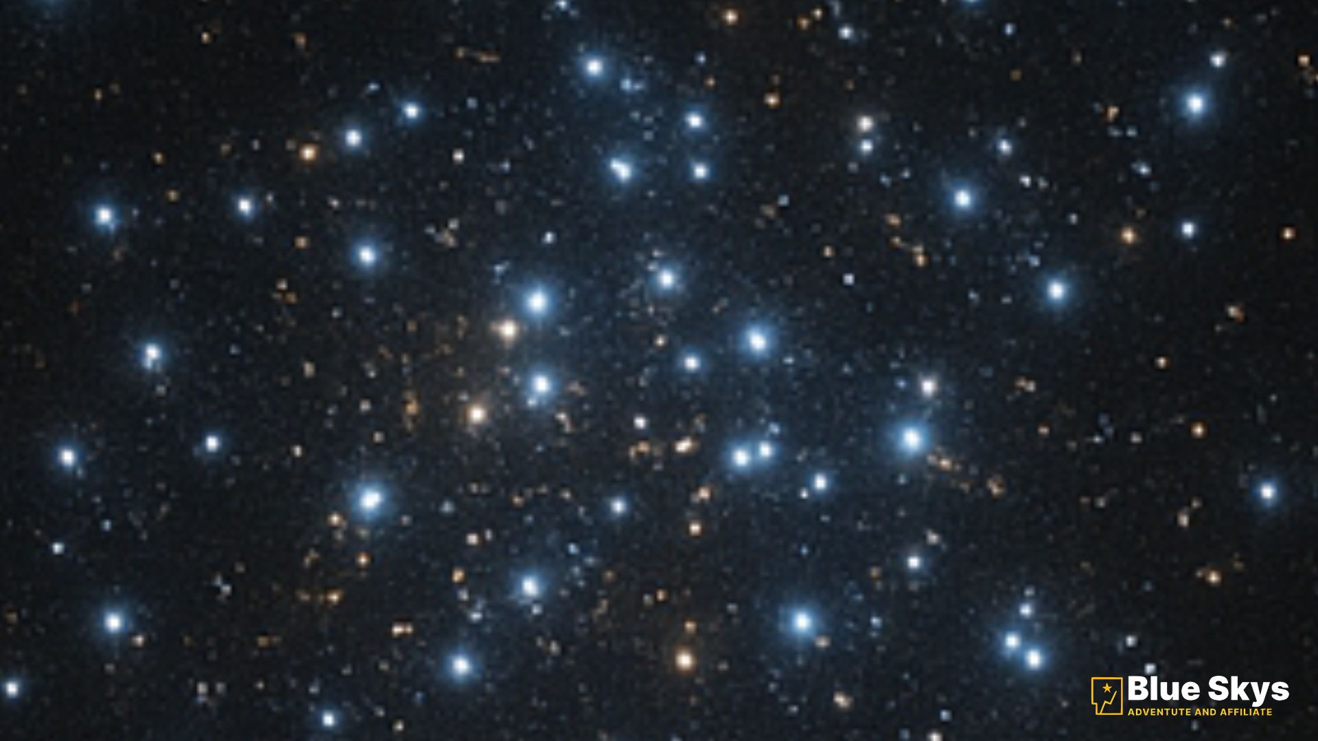 Messier 52 open cluster in Cassiopeia with densely packed blue-white stars and a backdrop of faint nebula.