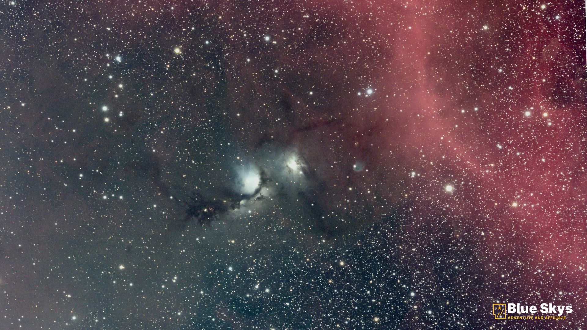 The Great Orion Nebula (M42) visible as a purple glow in Orion's Sword.